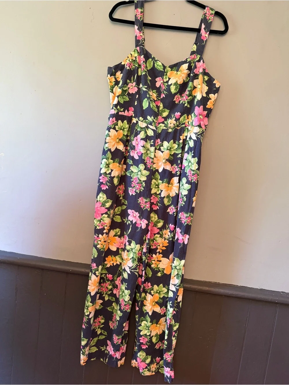 Old Navy Navy Floral Jumpsuit with Pockets